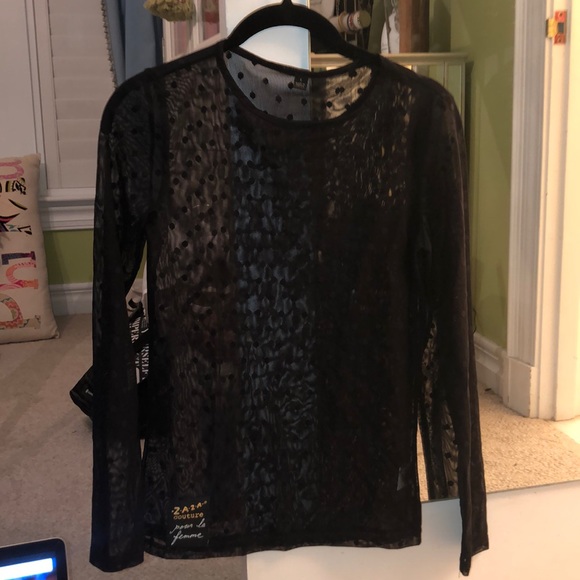 Tops - •Sheer Polka Dot Top•